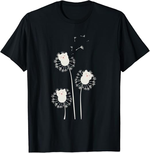 Cat Dandelion Flower Cat Lover TShirt Clothing